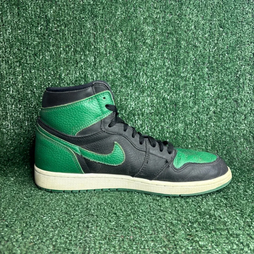 Jordan 1 Retro High Pine Green 2.0 Leather Athletic Sneaker Black Mens Size 10